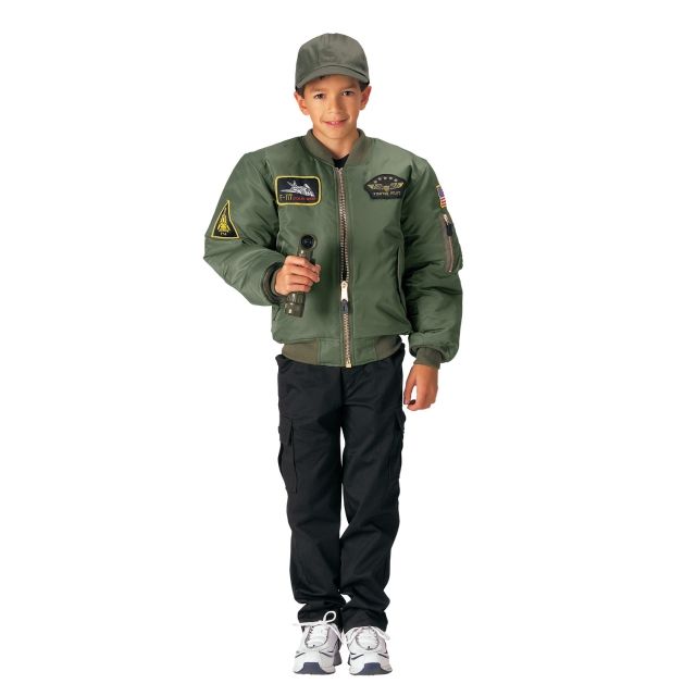 Rothco Kids Flight Jacket With Patches Sage Green XS Green-XS