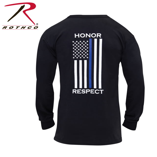 Rothco Thin Blue Line Honor and Respect Long Sleeve T-Shirt - Men's Small