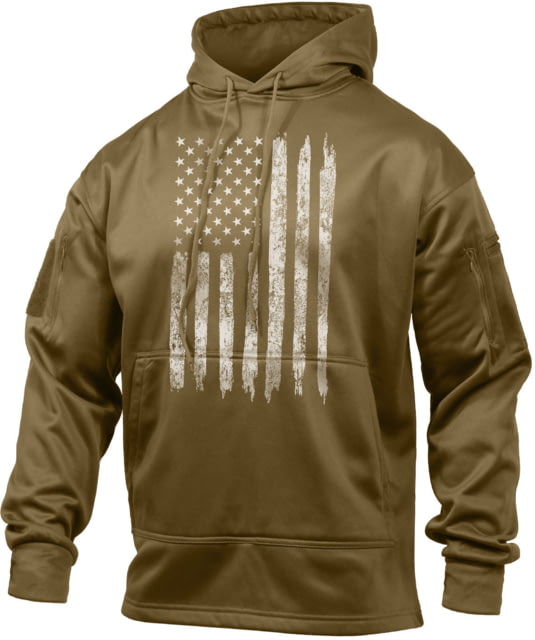 Rothco U.S. Flag Concealed Carry Hoodie - Men's Coyote Brown Small