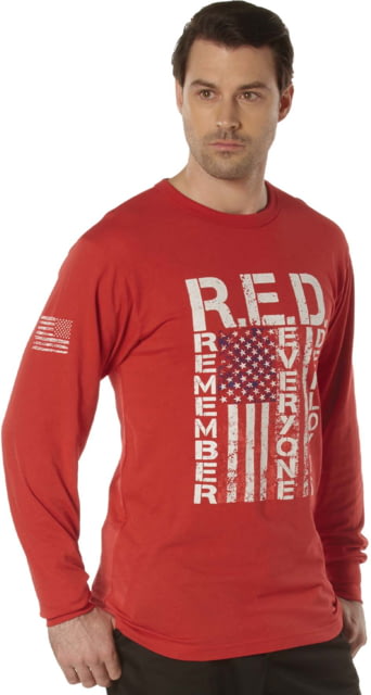 Rothco Long Sleeve R.E.D. Remember Everyone Deployed Athletic Fit T-Shirt - Mens Red Extra Large