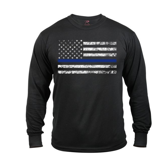 Rothco Long Sleeve Thin Blue Line T-Shirt M