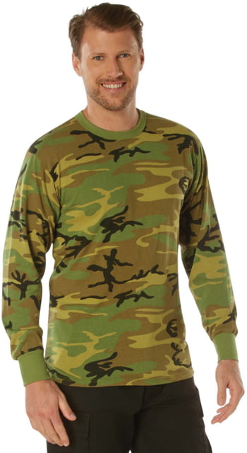 Rothco Long Sleeve Vintage T-Shirt - Mens Woodland Camo Small