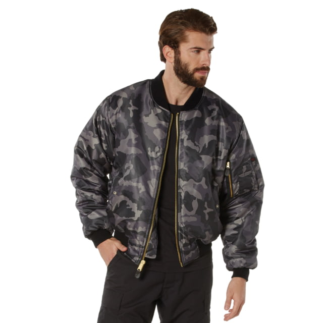 Rothco MA-1 Flight Jacket – Mens Black Camo Large