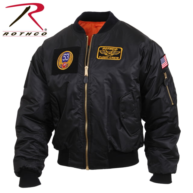 Rothco MA-1 Flight Jacket w/ Patches – Mens Black 4XL