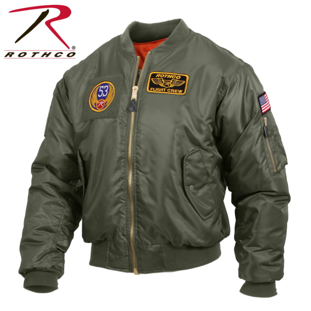 Rothco MA-1 Flight Jacket w/ Patches – Mens Sage Green 4XL