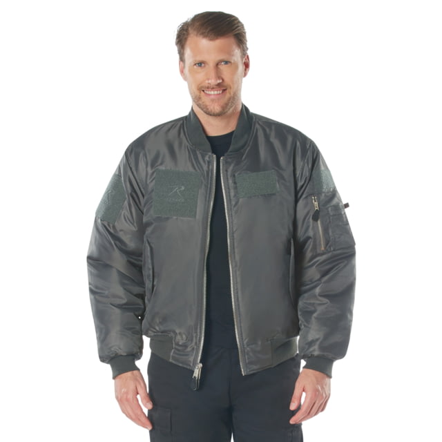 Rothco MA-1 Flight Jacket w/ Patches – Mens Gunmetal Grey Extra Large