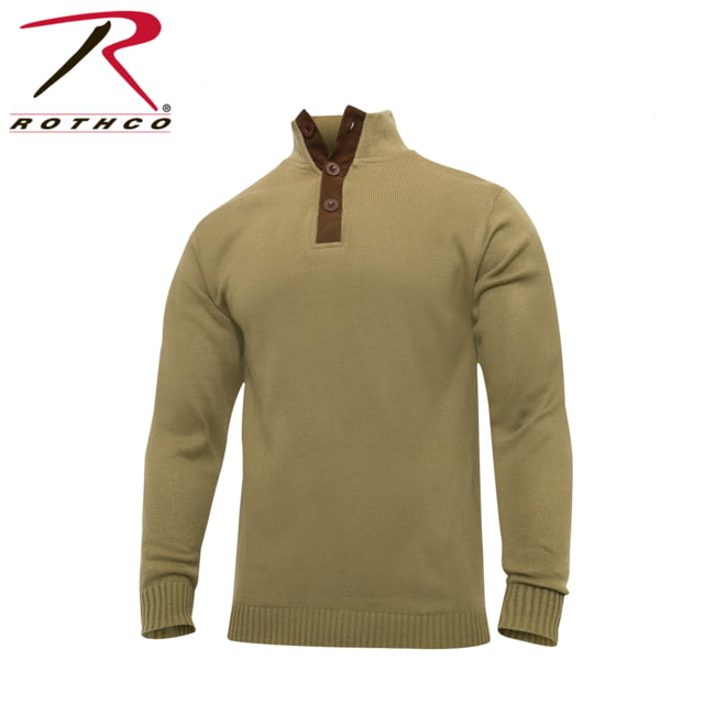 Rothco Rothco 3-Button Sweater With Suede Accents Khaki 2XL