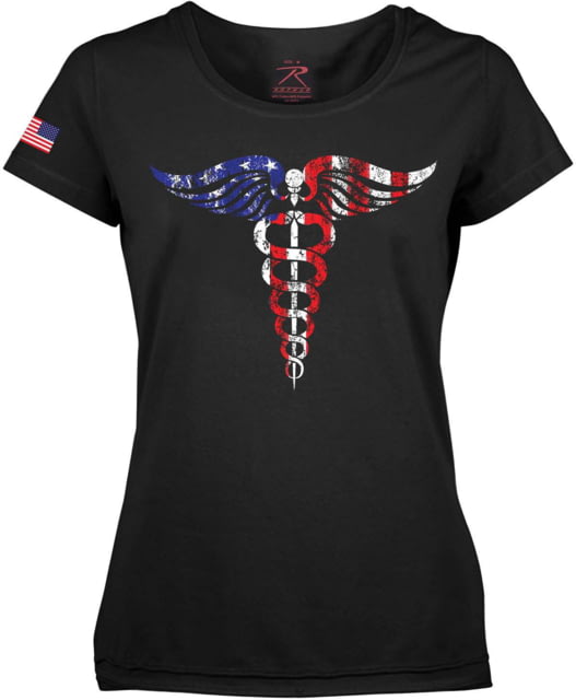 Rothco Medical Symbol Caduceus Long Length T-Shirt - Womens Black Large