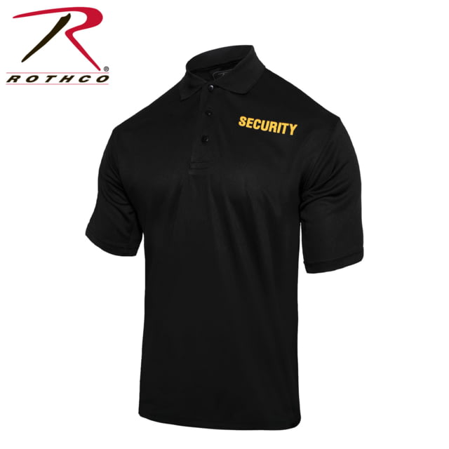 Rothco Moisture Wicking Security Polo Shirt - Mens 2XL Black W/ Gold Lettering