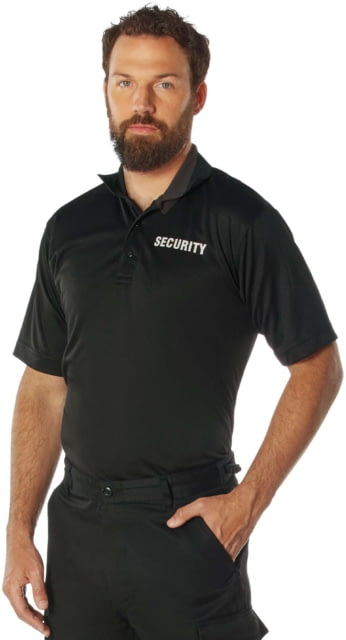 Rothco Moisture Wicking Security Polo Shirt - Mens Black w/White Lettering S