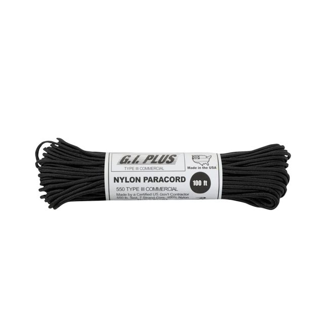 Rothco Nylon Type III 550lb 100ft Paracord Black Black