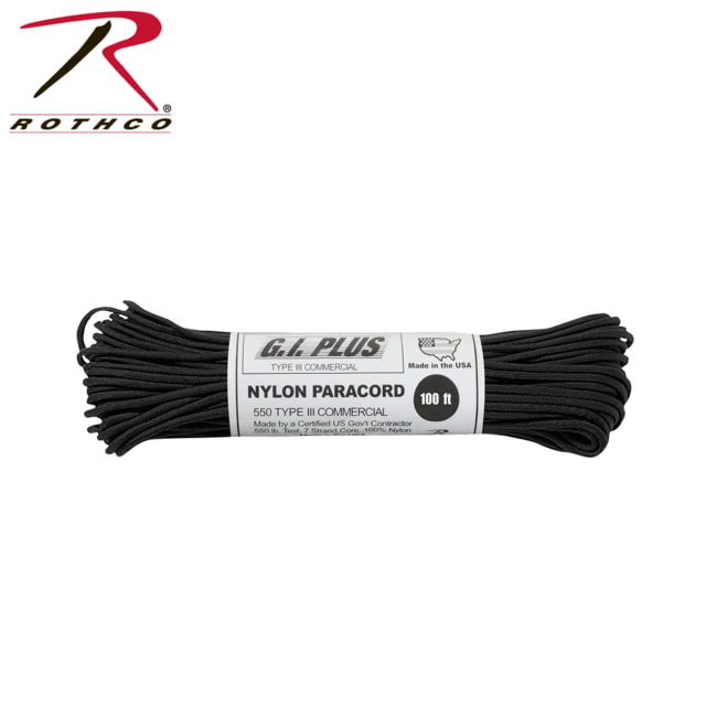 Rothco Nylon Type III 550lb 100ft Paracord Black 50 ft