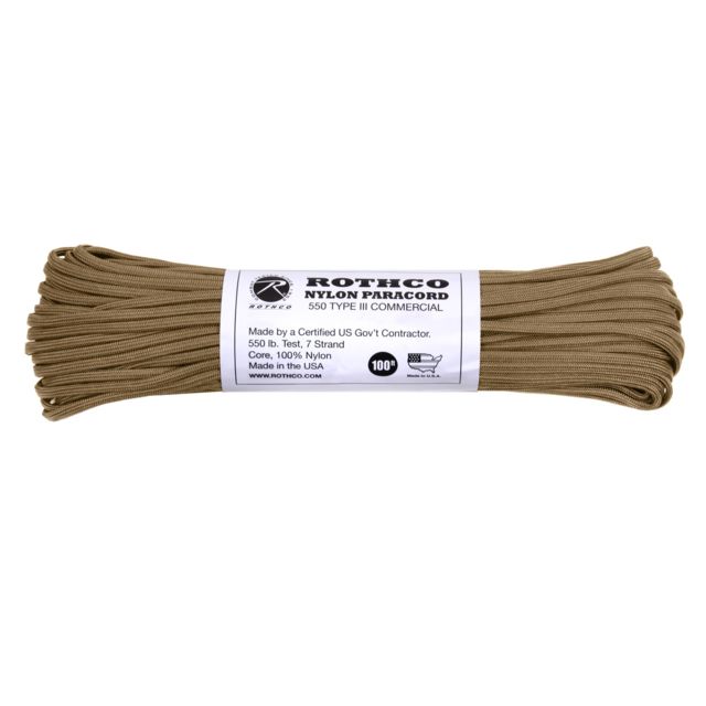 Rothco Nylon Type III 550lb 100ft Paracord Coyote Brown CoyoteBrown