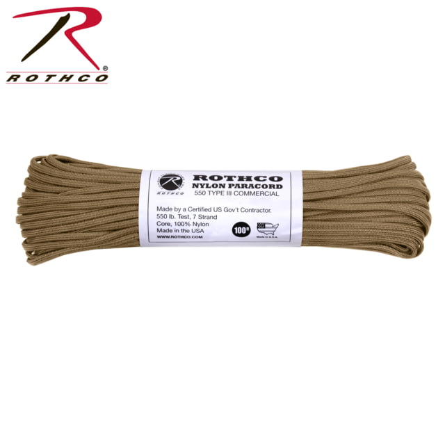 Rothco Nylon Type III Paracord 500lb Coyote Brown 50ft