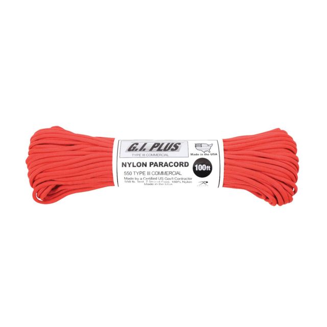 Rothco Nylon Type III 550lb 100ft Paracord Red Red