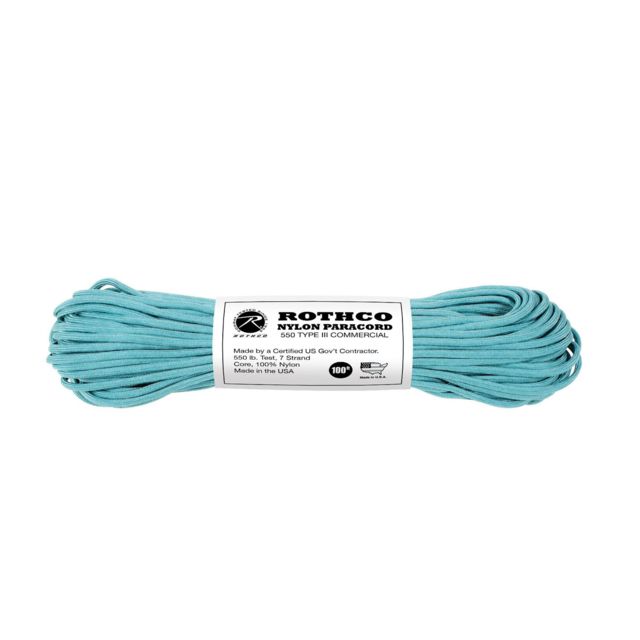 Rothco Nylon Type III 550lb 100ft Paracord Turquoise Turquoise