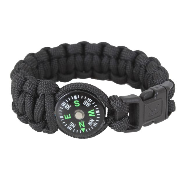 Rothco Paracord Compass Bracelet Black 9 957-Black-9Inches