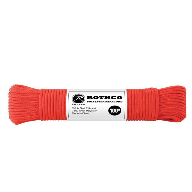 Rothco 550lb Type III Polyester Paracord Red 100 ft Red-100