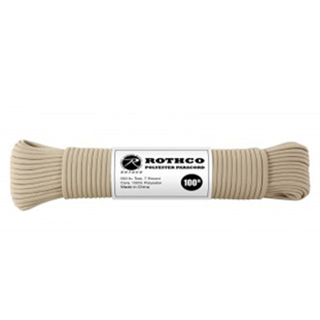 Rothco 550lb Type III Polyester Paracord Tan 100 ft Tan-100