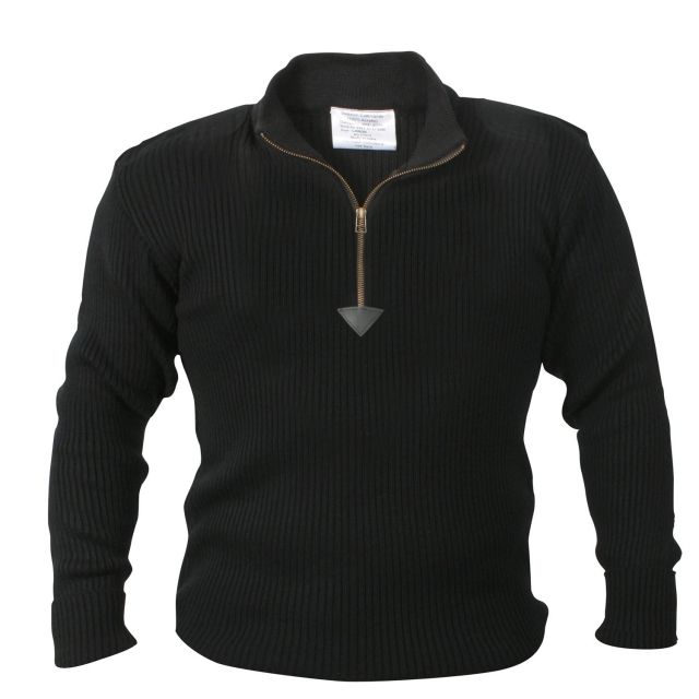 Rothco Quarter Zip Acrylic Commando Sweater Black M k-M