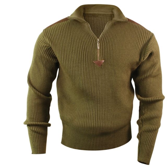 Rothco Quarter Zip Acrylic Commando Sweater Olive Drab L eDrab-L