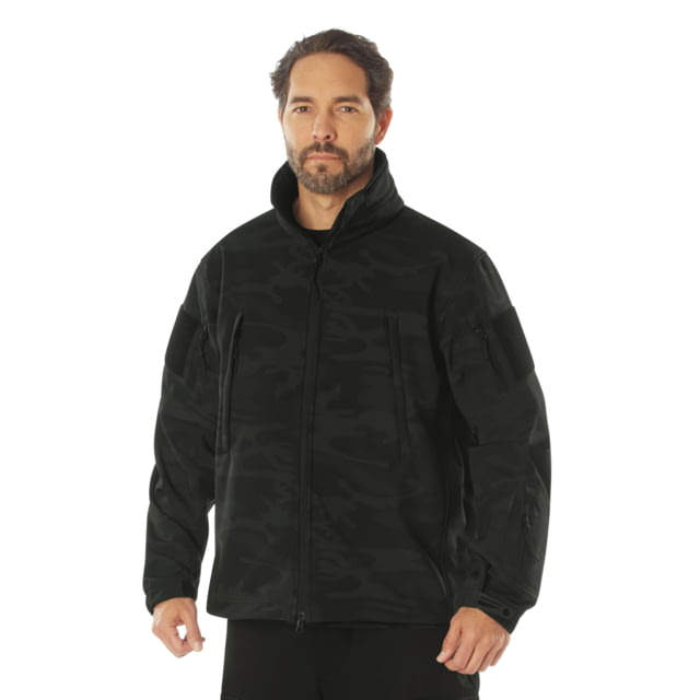 Rothco Special Ops Soft Shell Jacket – Men’s Midnight Black Camo Large