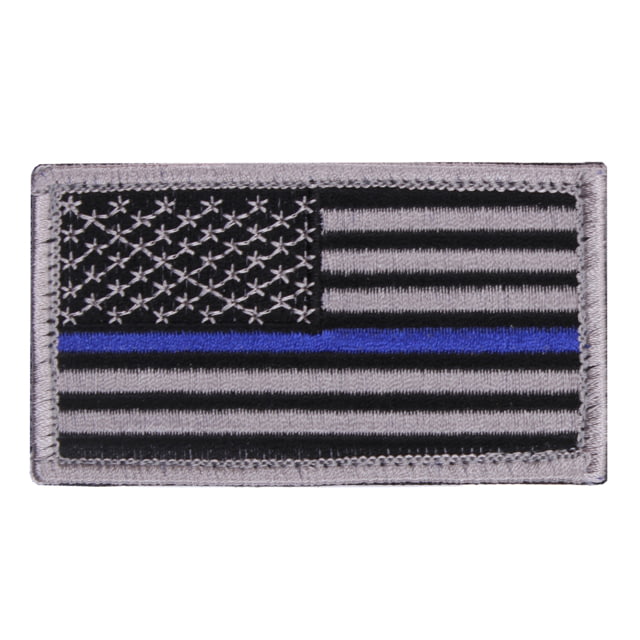 Rothco Thin Blue Line Police U.S. Flag Patch - Hook Back Bulk Packaging Normal-BulkPackaging