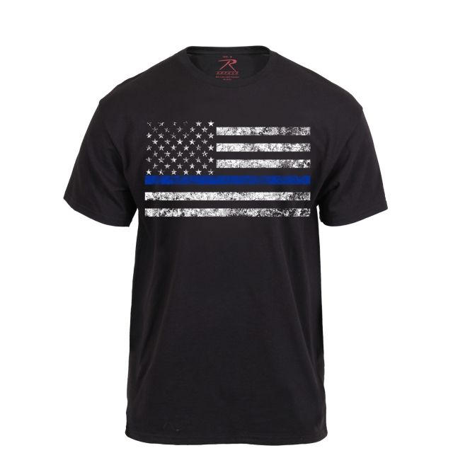 Rothco Thin Blue Line T-Shirt Black Black-4XL