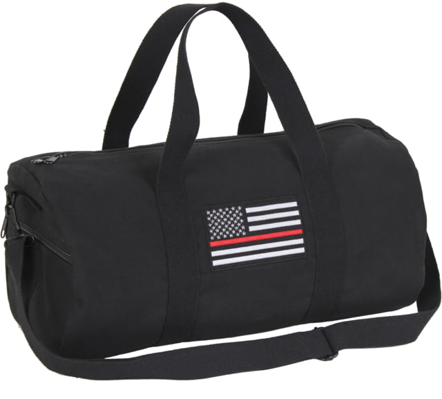 Rothco Thin Red Line Canvas Shoulder Duffle Bag Black 19" x 9"