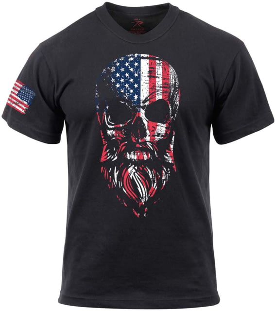 Rothco US Flag Bearded Skull T-Shirt - Mens Black Extra Large