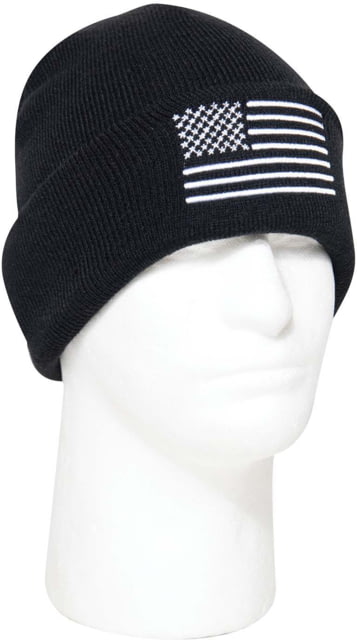Rothco US Flag Embroidered Fine Knit Watch Cap - Mens Black/White One Size