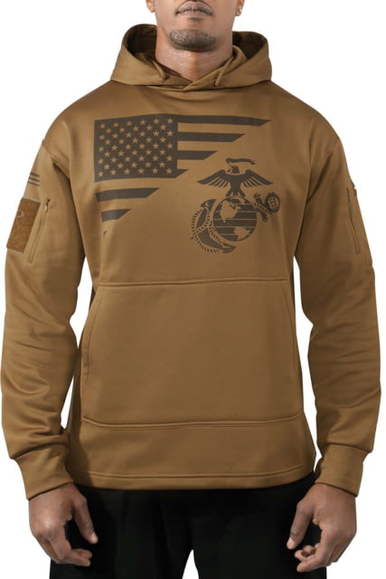 Rothco US Flag / USMC Eagle / Globe & Anchor Concealed Carry Hoodie - Mens Coyote Brown Small
