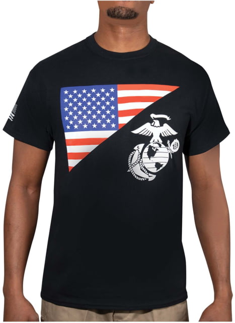 Rothco US Flag / USMC Eagle / Globe & Anchor T Shirt - Mens Black 3XL