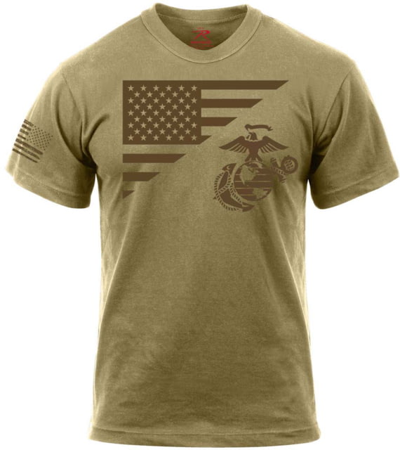 Rothco US Flag / USMC Eagle / Globe & Anchor T Shirt - Mens Coyote Brown 3XL