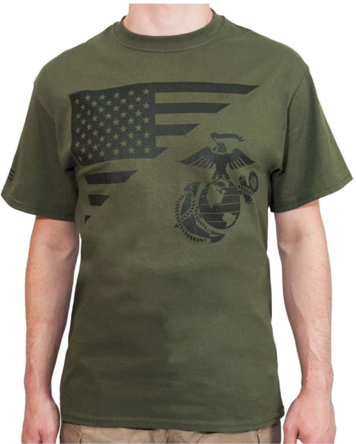 Rothco US Flag / USMC Eagle / Globe & Anchor T Shirt - Mens Olive Drab 3XL