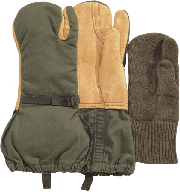 Rothco Used G.I. Surplus Leather Trigger Finger Mittens w/ Liner Olive Drab