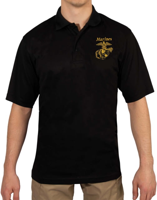 Rothco USMC Eagle Globe & Anchor Moisture Wicking Polo Shirt - Men's Black 3XL