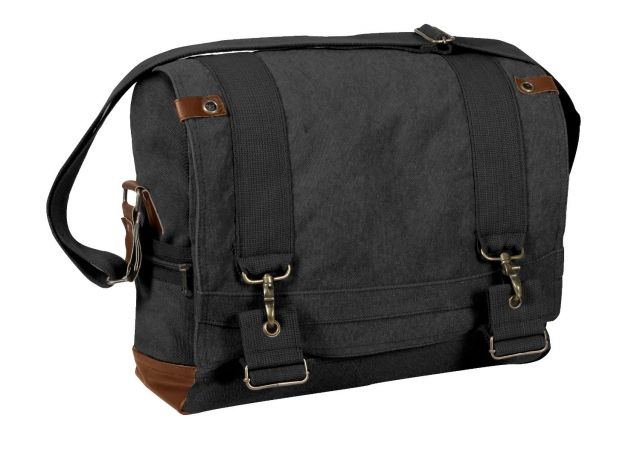 Rothco Vintage Canvas B-15 Pilot Messenger Bag Black Black