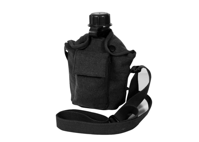 Rothco Vintage Canvas Carry-All Canteen Cover With Shoulder Strap Black 614-Black