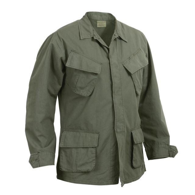 Rothco Vintage Vietnam Fatigue Shirt Rip-Stop Olive Drab S eDrab-S