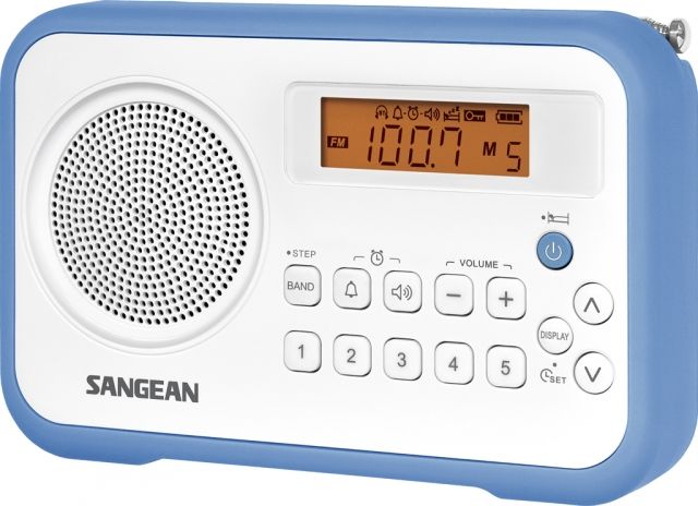 Sangean AM/FM Clock Portable Digital Radio w/ Protective Bumper Blue
