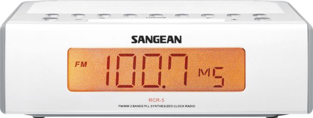 Sangean AM/FM Digital Tuning Clock Radio White/ gray