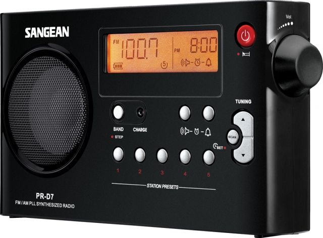 Sangean AM/FM Stereo Digital Tuning Sleep & Snooze Alarm Black PR-D7 BK