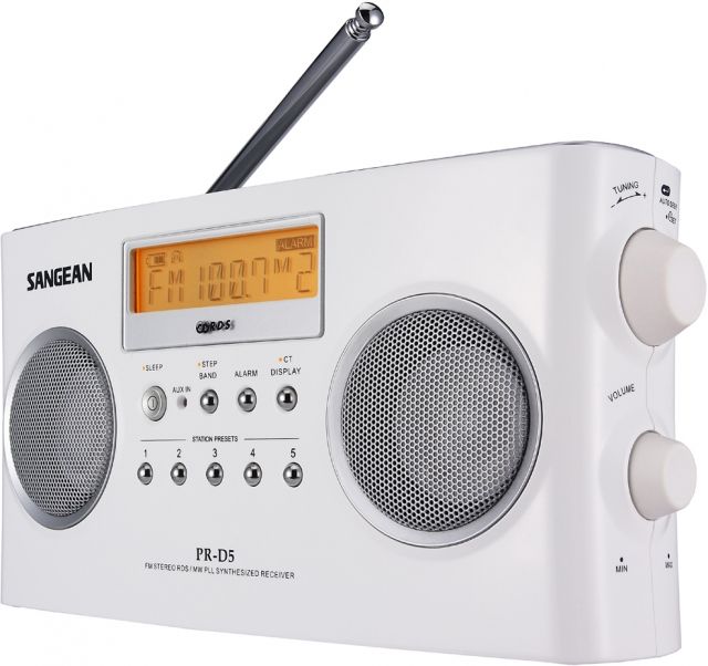 Sangean AM/FM Stereo RDS Digital Tuning Portable Receiver Alarm White