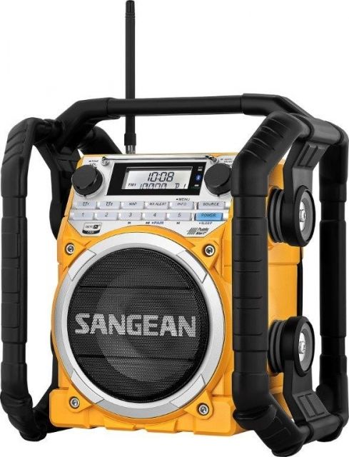 Sangean AM/FM/WX/Bluetooth Aux-in Rugged Rechargable Digital Tuning Radio Yellow Medium