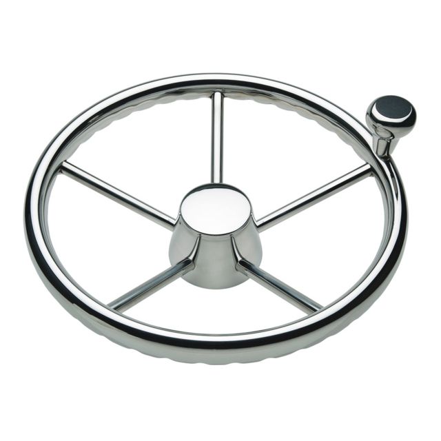 Schmitt & Ongaro Marine 170 13.5" Stainless 5-Spoke Destroyer Wheel w/ Stainless Cap and FingerGrip Rim - Fits 3/4" Tapered Shaft Helm