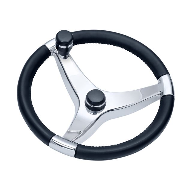 Schmitt & Ongaro Marine Evo Pro 316 Cast Stainless Steel Steering Wheel w/Control Knob - 15.5" Diameter