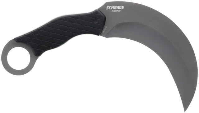 Schrade Boneyard Fixed Blade Knife 5.2in AUS-8 Steel Titanium Nitride Karambit Blade Black Rubberized Handle