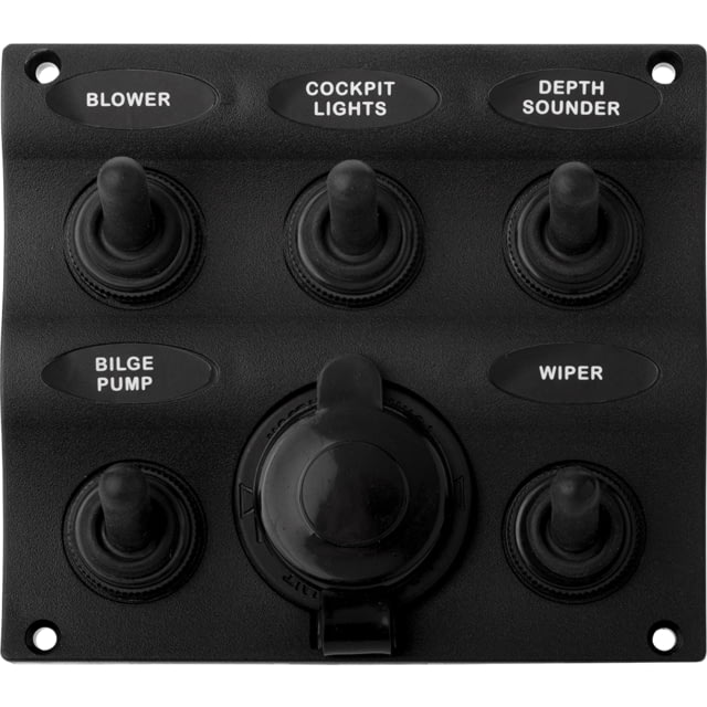 Sea-Dog Sea-Dog Nylon Switch Panel - Water Resistant - 5 Toggles w/Power Socket