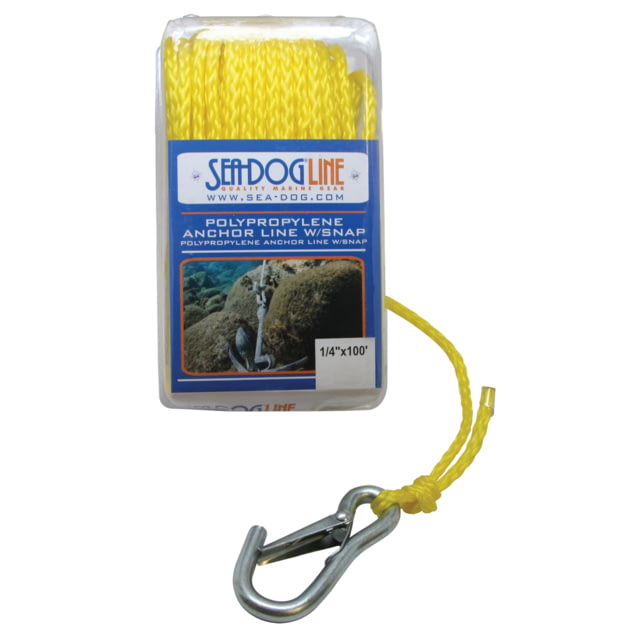 Sea-Dog Polypropylene Anchor Line With Snap 1/4in x 100ft Yellow